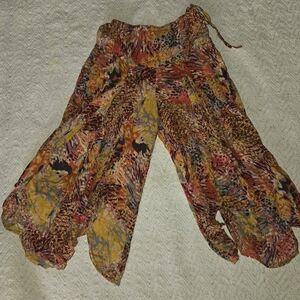 Free People Multicolor Wide Leg Cropped Pants - Yellow, Brown, Pink